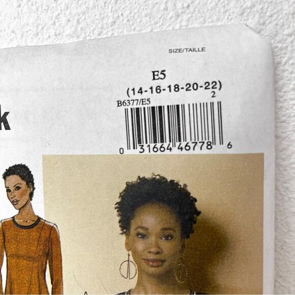 Butterick Sewing Pattern Long sleeve Asymmetrical hemline Tunic size 14-22 - Picture 3 of 6